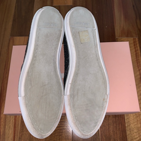 Miu Miu Calzature Donna Glitter Slip-On Sneakers - Picture 5 of 8
